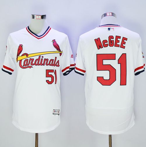 Cardinals #51 Willie McGee White Flexbase Authentic Collection Cooperstown Stitched MLB Jersey - Click Image to Close